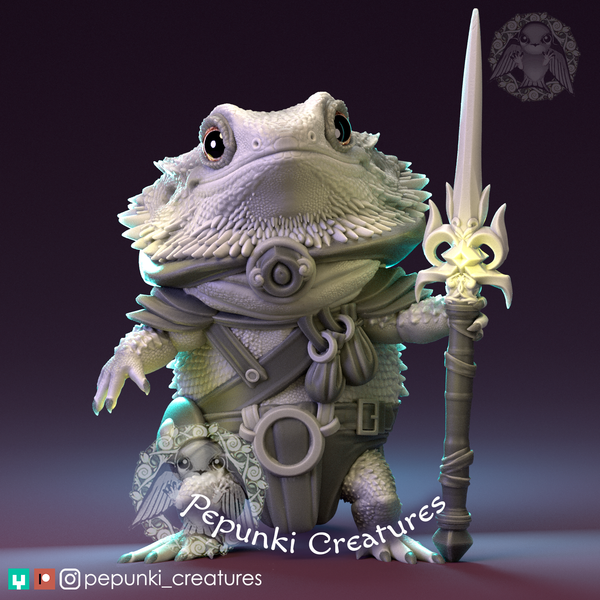 Ppnk-240801 Bearded Dragon lizard warrior