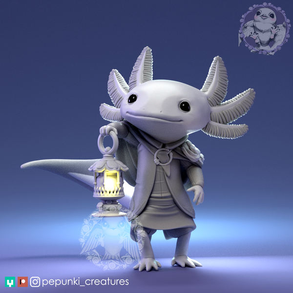 Ppnk-250801 Little Axolotl with Lamp