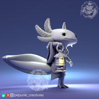 Ppnk-250801 Little Axolotl with Lamp