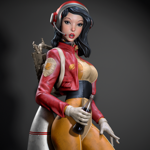 Ca3d-240401 Retro Pinup Astronaut