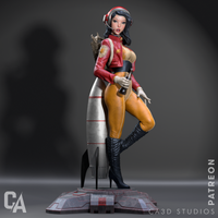 Ca3d-240401 Retro Pinup Astronaut