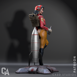 Ca3d-240401 Retro Pinup Astronaut