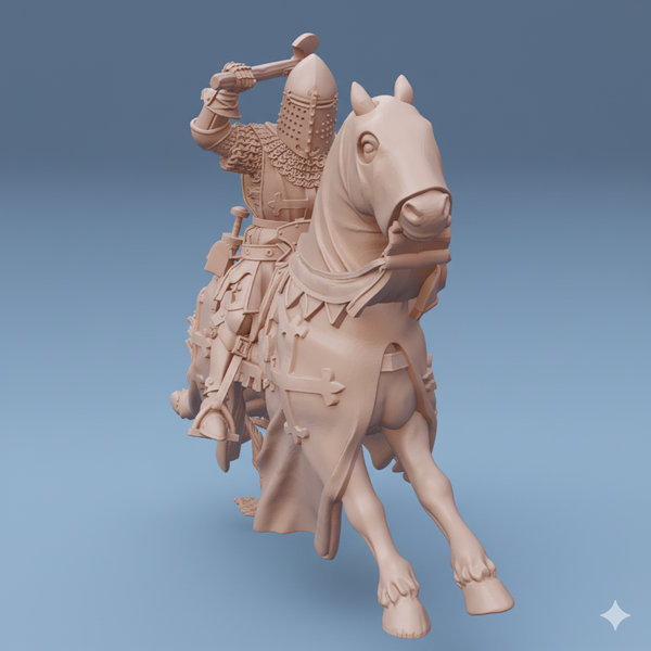 ez-250502 Castilian Knight with axe on horse - 14th century