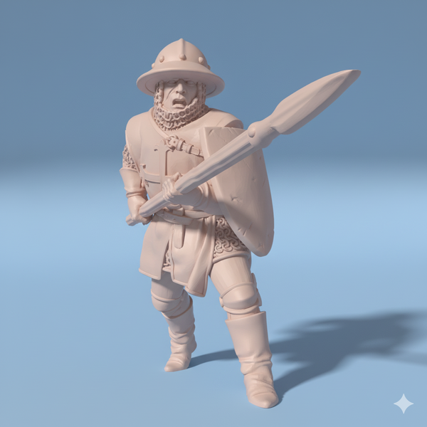 ez-250505 Castilian Militiaman-Sargeant with spear 1 - 14th century