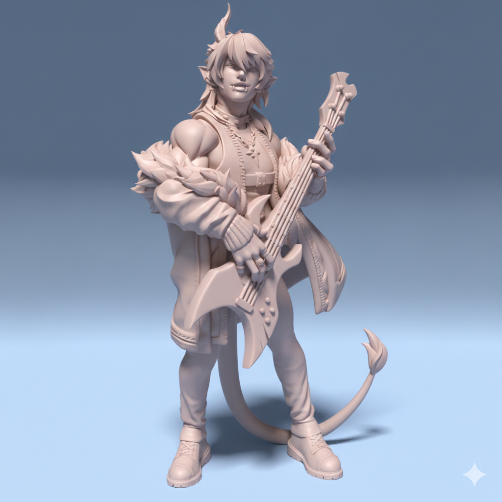 Twin-260206 Zell the Tiefling Bard Rockstar – サベージランドミニチュア