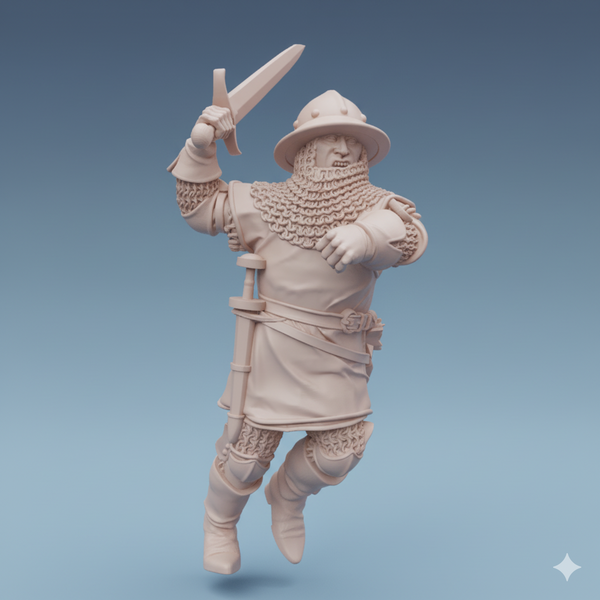 ez-250606 Man-at-arms with sword charging - 14th century