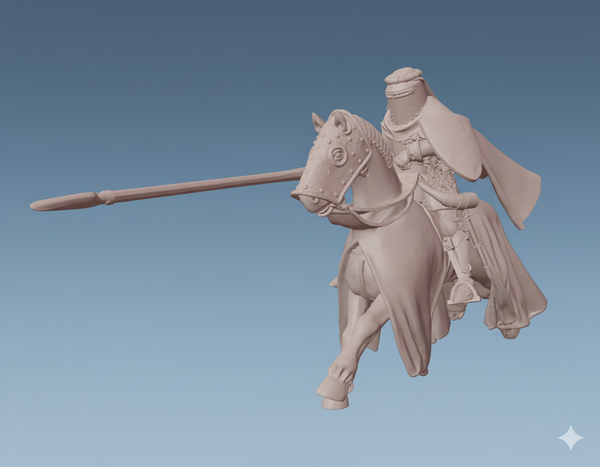ez-251008 Late Teutonic Knight_Great Helmet on Horse – 14th century