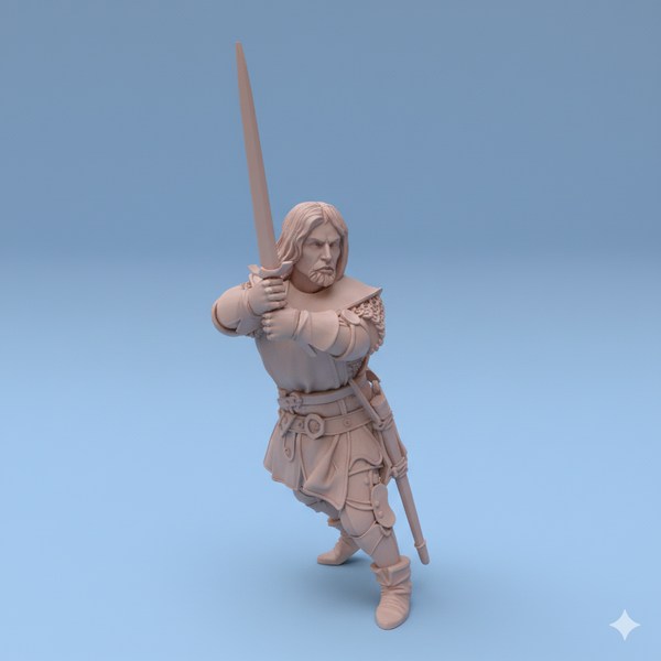 ez-250608 Squire on foot wielding two-handed sword - 14th century