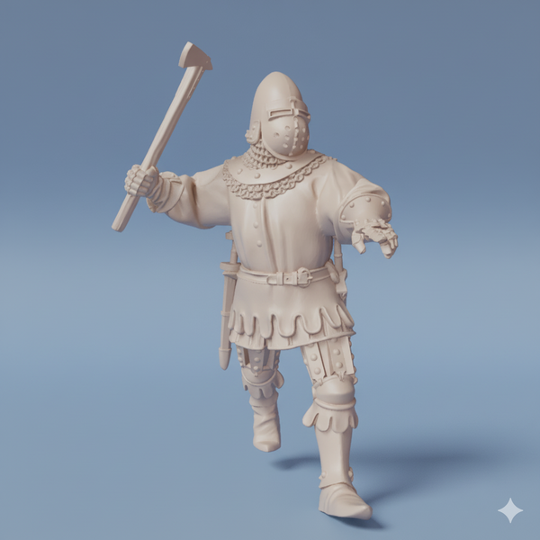 ez-251005 French Men-at-arm with axe charging – 14th century