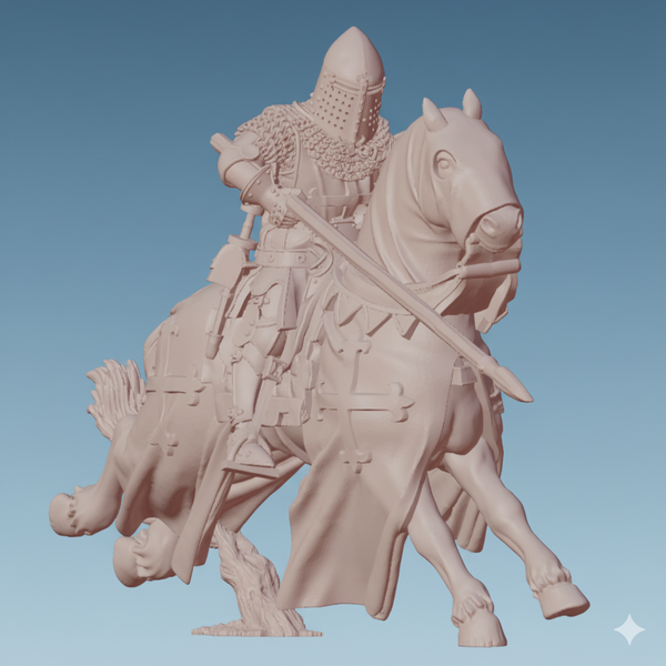 ez-250503 Castilian Knight with lance on horse - 14th century