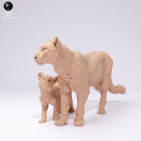 Anml-250107 mountain lion with cub（クーガー）